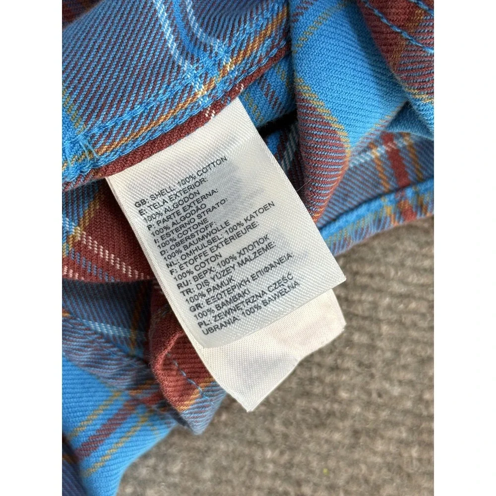 The North Face Shirt Mens Large Blue Plaid Flannel Outdoor Hiking‎ Button Front
